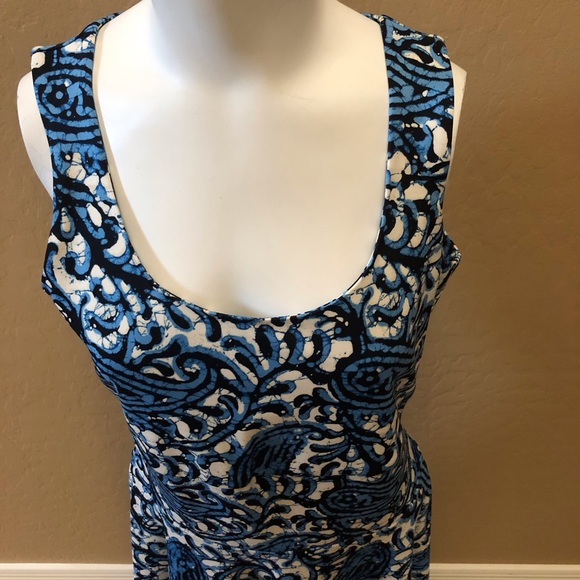 Michael Kors Sexy Paisley Pattern Dress Blue/white/black Size 4 - Picture 5 of 13